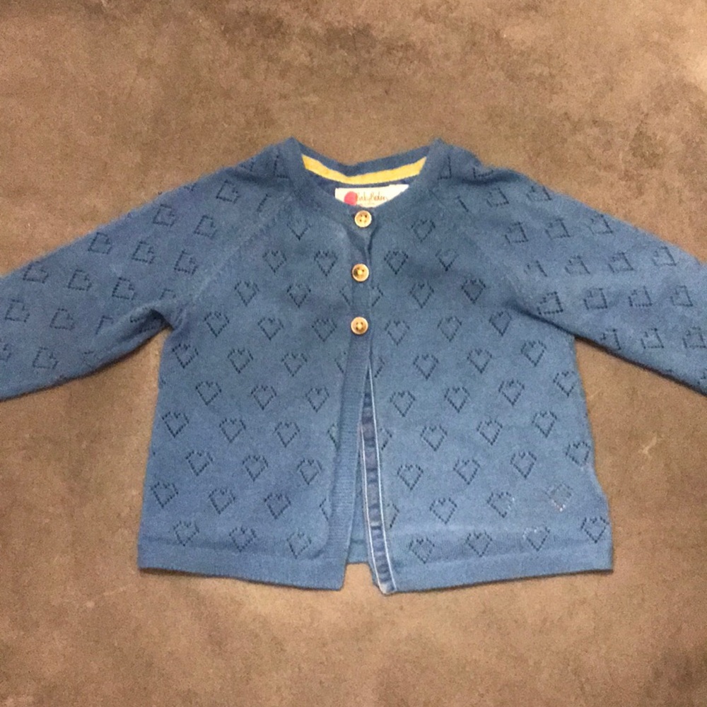 Mini Boden blue heart cardigan
